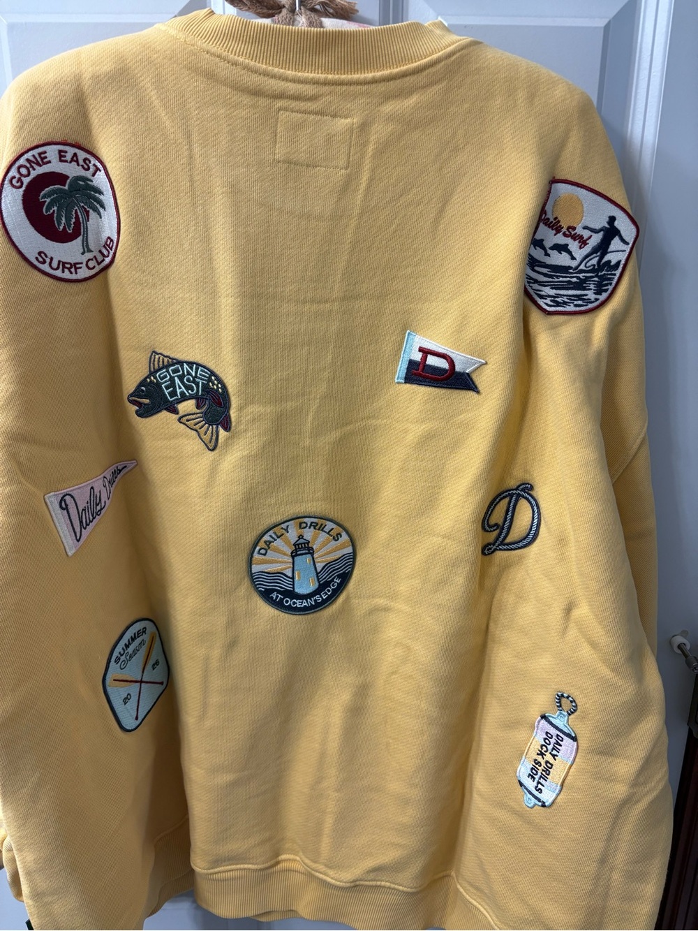 New! Daily Drills oversized Out East crewneck in yellow - Picture 2 of 9